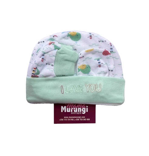 [03/24/BB/5080] Baby Cap, Mitten& Booty Set